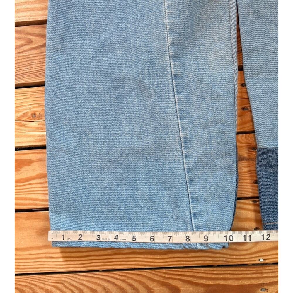American recycled clothing NWT Women’s Drawstring patchwork jeans size S Blue Q5 - Picture 8 of 8